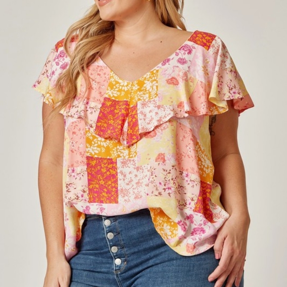 Patchwork Orange Blouse - Picture 4 of 4